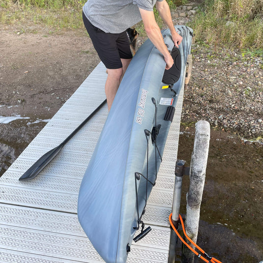 Store your kayaks on their side so they don’t fill up with water.